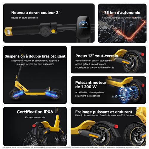Trottinette électrique Xiaomi Electric Scooter 6 Ultra 500 W Jaune et Noir – Image 3